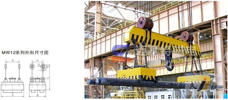 MW12系列、MW15系列吊運(yùn)捆扎螺紋鋼、圓鋼用起重電磁鐵
